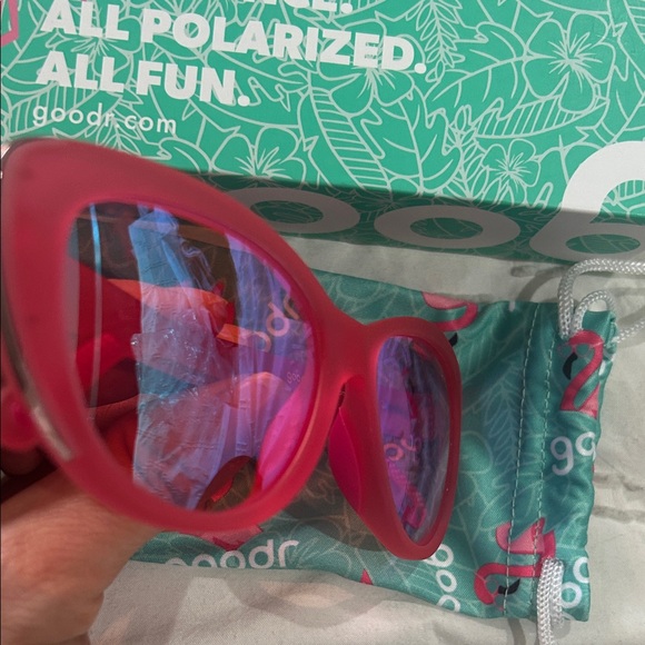 Goodr pink Cat-Eye Sunglasses - Flamingo Eye Runway - Picture 3 of 5